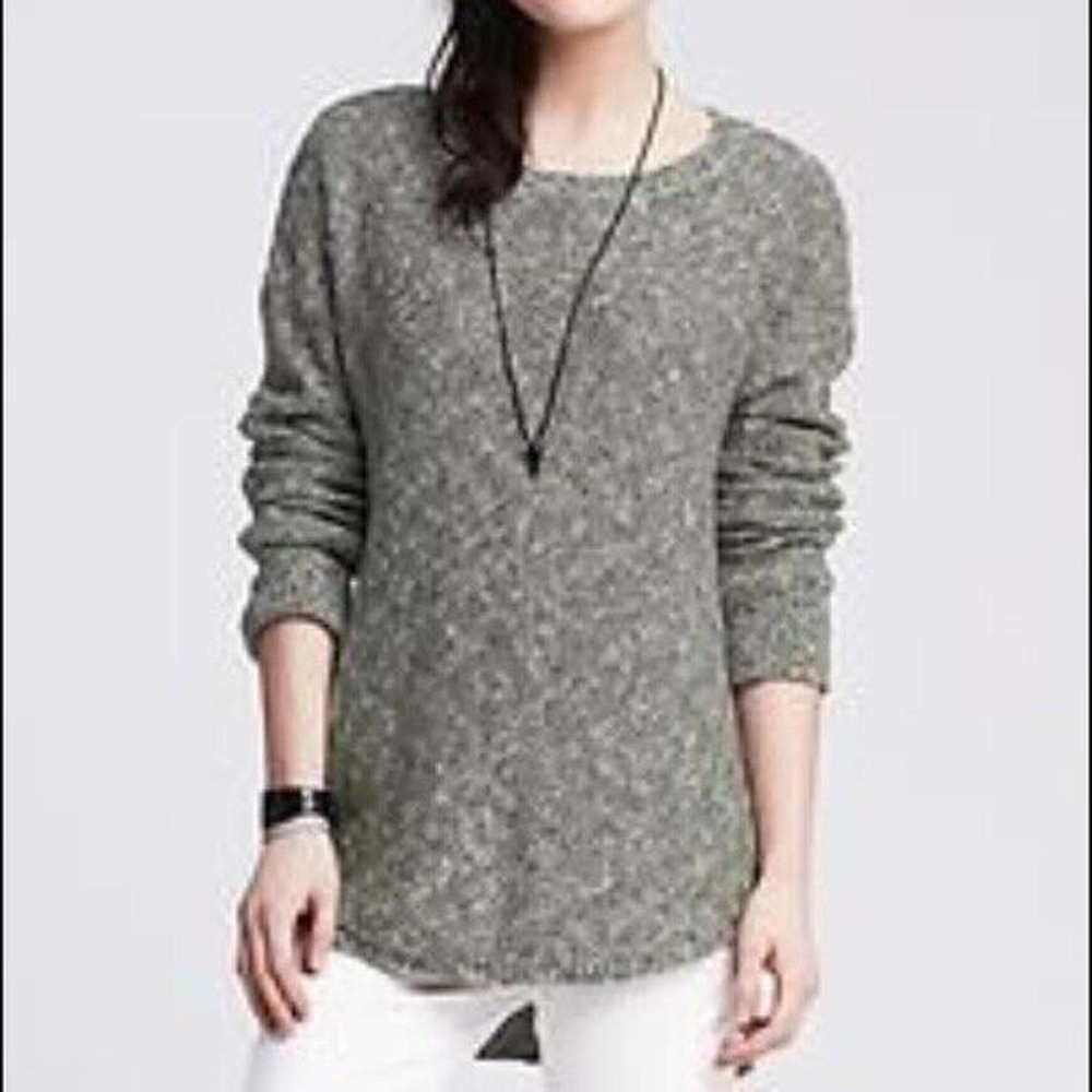 BANANA REPUBLIC •Women M• Cotton /Linen Hi Low Hem Tunic Sweater Marled